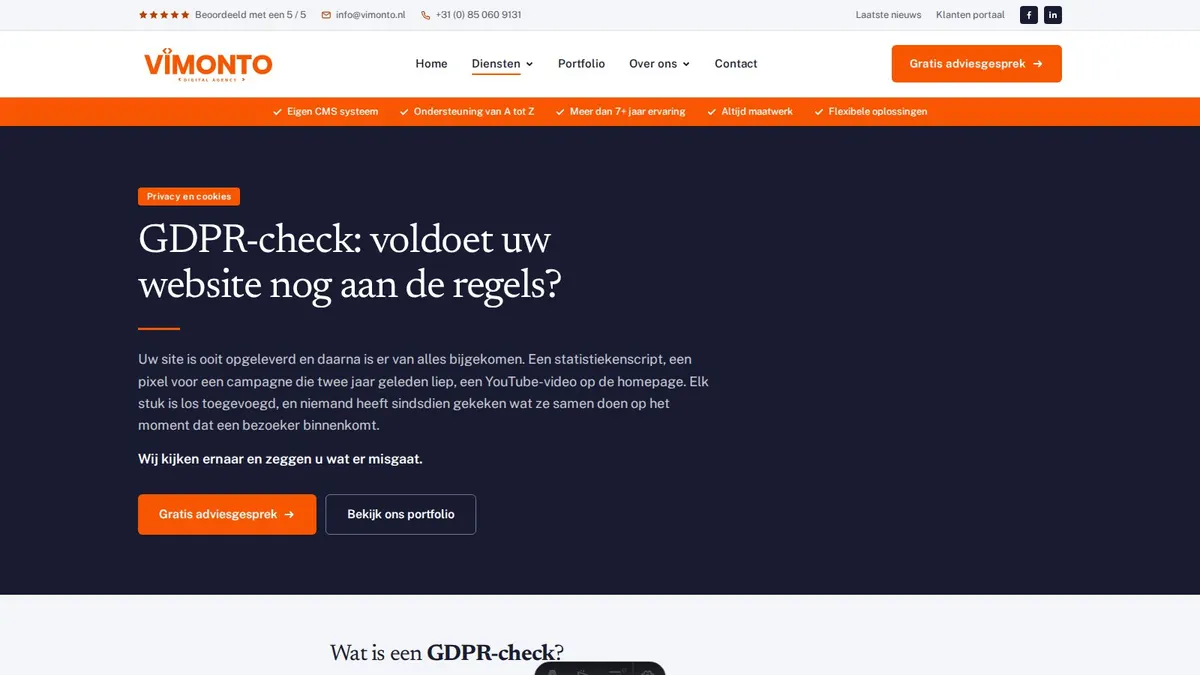 De GDPR-check van Vimonto, waarin ook toegankelijkheid wordt meegenomen