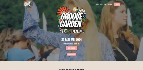 De website van Groove Garden, gebouwd door Vimonto